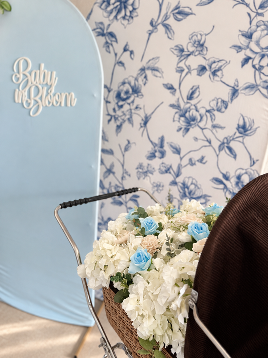 Baby in Bloom Backdrop - Blauw