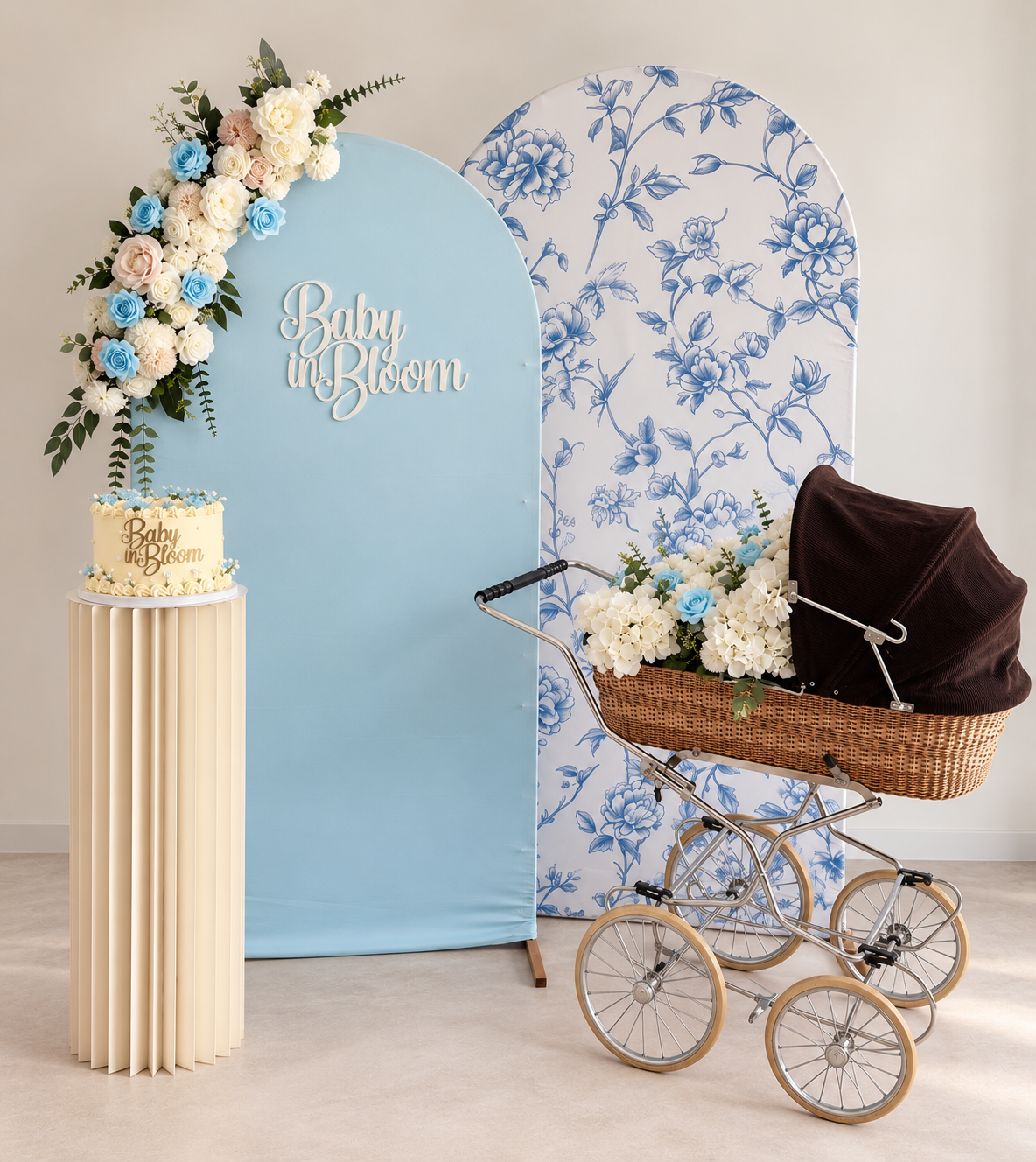 Baby in Bloom Backdrop - Blauw